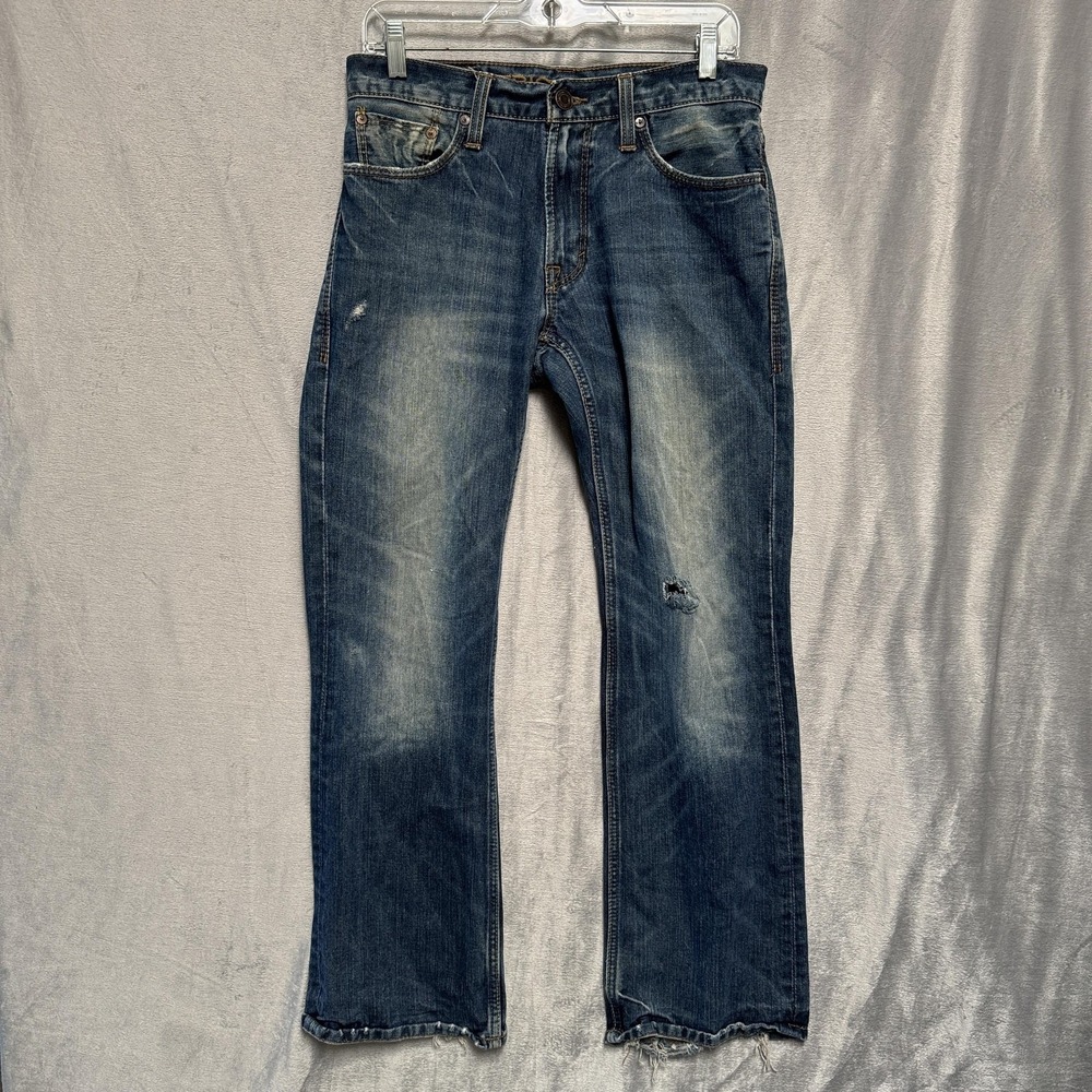 American Eagle Jeans Womens 28x30 Blue Low Rise Boot Cut Distressed Faded Denim